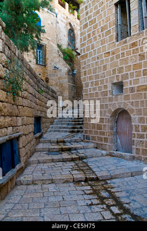 Eine schmale Straße im historischen Jaffa, Israel Stockfoto