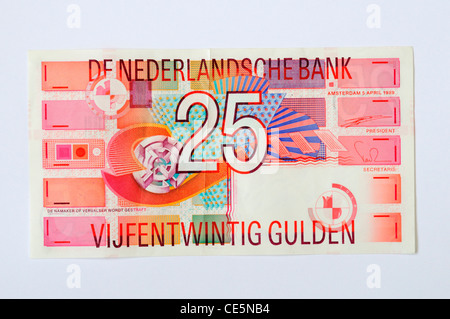 Alten 25 niederländische Gulden-Banknote Stockfoto