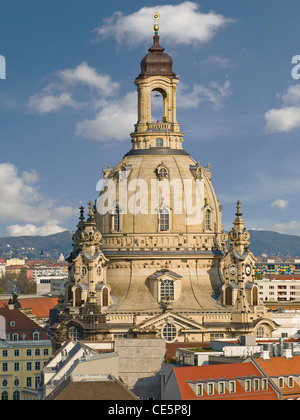 Blick vom Hausmannsturm Turm hin Neumarkt und Frauenkirche, Dresden, Sachsen, Deutschland, Europa Stockfoto