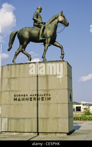 Reiterstatue von Feld Marschall Carl Gustaf Emil Mannerheim in Lahti, Finnland Stockfoto