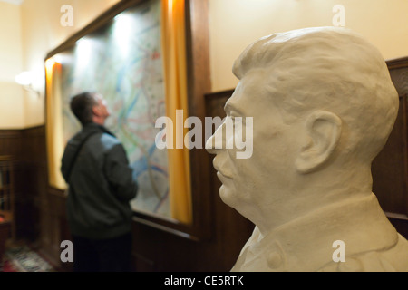 Russland, Moskau, Ismailowo-Bereich, Stalins Bunker, ehemals besten geheimen Bunker des 2. Weltkrieges sowjetische Führer, Büste von Joseph Stalin Stockfoto