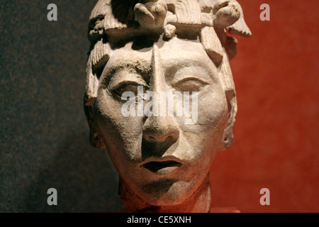 Closeup auf Kopf von Pacal das große war ein König von der Maya Stadtstaat von Palenque im Museo de Antropología. DF, Mexiko. Mexiko Stockfoto