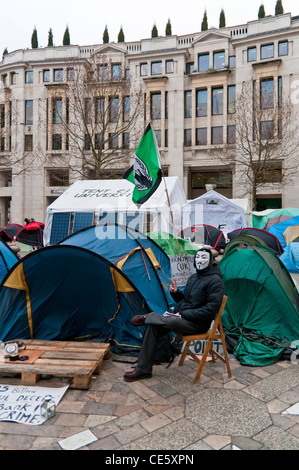 LONDON - Januar 11: Besetzen London Besetzung in ihrem 88. Tag. Die Demonstranten sollen bald vertrieben werden. Stockfoto