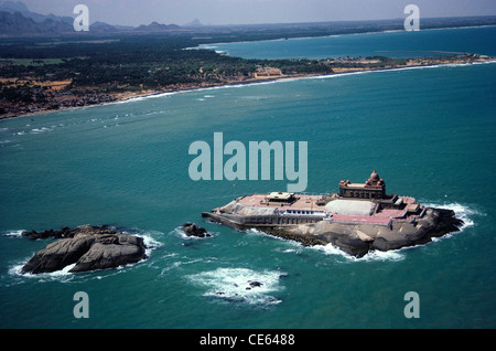 Luftaufnahme von Vivekananda Rock Memorial Island; Vavathurai; Kanyakumari; Kanniyakumari; Tamil Nadu; Indien; asien Stockfoto