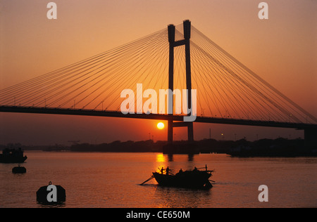 Vidyasagar Setu; zweite Howrah Brücke über Hooghly Fluß; Kalkutta; Kolkata; Westbengalen; Indien; asien Stockfoto