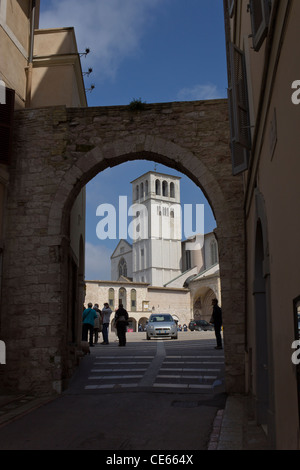 Blick auf teilt der Basilika San Francesco in Assisi, Italien Stockfoto