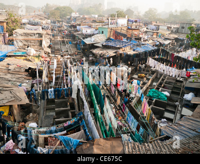 Das Dhobi Ghat ist eine große Open-Air-Wäscherei in Mumbai Indien Stockfoto