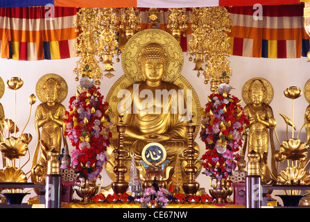 Golden Idol von Buddha in Japan Daijokyo Tempel; Bodhgaya; Bihar; Indien Stockfoto