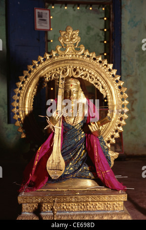 Tyagaraja ; Bronzestatue des Heiligen Tyagarajar ; Komponist der karnatischen Musik ; Form der indischen klassischen Musik ; Thiruvarur ; Tamil Nadu ; Indien ; Asien Stockfoto
