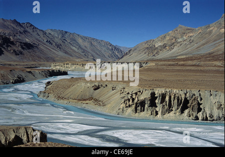 Gefrorene Indus Fluß; Leh; Ladakh; Jammu und Kaschmir; Indien Stockfoto