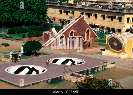 Jantar Mantar Aerial architektonische astronomische Instrumente ; Jaipur ; Rajasthan ; Indien ; Asien ; Indisches Observatorium Stockfoto