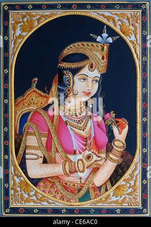 Mumtaz Mahal ; Mughal Kaiserin ; Miniaturmalerei auf Papier mit Goldprägung ; Zeichnung ; Illustration ; Kunst ; Kunstwerk ; Malerei ; indien ; asien Stockfoto