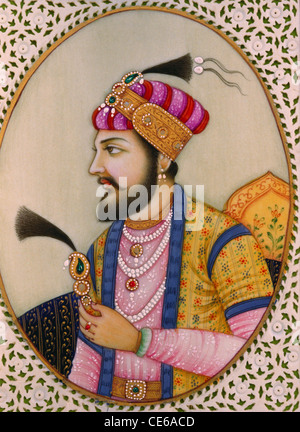 Mughal Kaiser Shah Jahan Miniaturmalerei auf Elfenbein Stockfoto