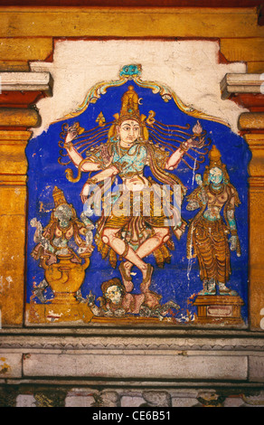 Lord Siva 16. Jahrhundert Wandmalerei in Vedapureeswarar Tempel in Vedaranyam; Tamil Nadu; Indien Stockfoto