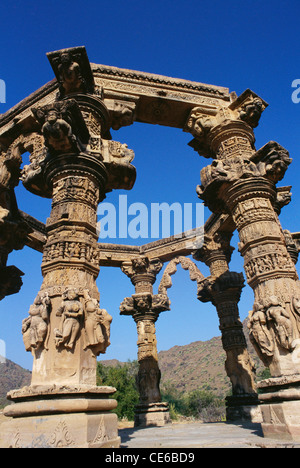 Rooftless Tempel; Kiradu Hindu ruiniert historischen Tempeln; Thar Wüste; Barmer; Jaisalmer; Rajasthan; Indien; Asien Stockfoto