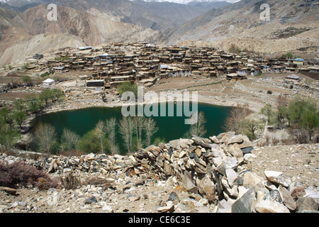 Dorf mit See; Nako See; Nako Dorf; Pooh Unterteilung; kinnaur; himachal pradesh; indien; asien Stockfoto