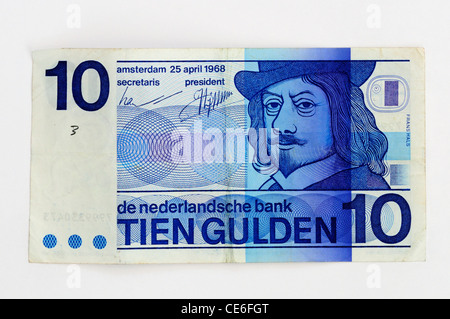 Alte 10 niederländische Gulden-Banknote Stockfoto