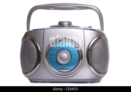 Retro-Musik Radio Ghettoblaster auf weißem Hintergrund Stockfoto