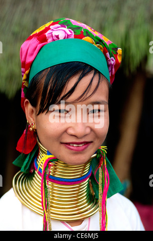 Thailand, Goldenes Dreieck, Chiang Rai, lange Hals Karen Hilltribe, lange Hals Frau Stockfoto
