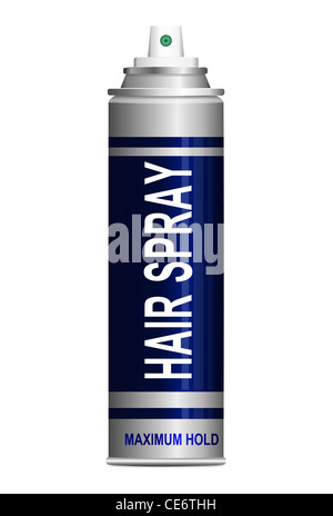 Abbildung zeigt ein einzelnes Haar-Spray Aerosol kann über weiße angeordnet. Stockfoto