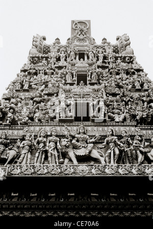 Sri Veeramakaliamman Hindutempel in Little India in Singapur im Fernen Osten Südostasien. Religion religiöse Architektur Gebäude kunst Tamil Reisen Stockfoto