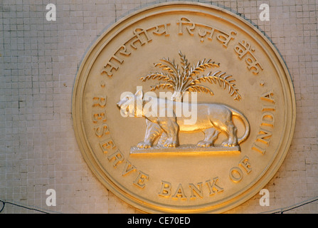 RBI-Logo, Reserve Bank of India, Bombay, Mumbai, Maharashtra, Indien Stockfoto