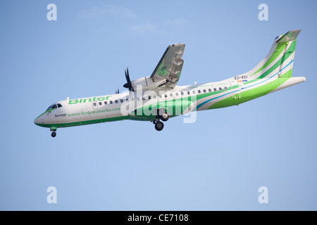 Ein Binter Flug mit Landung auf Lanzarote Stockfoto