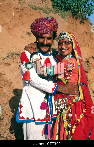 Indische berühmten Rajasthani Tänzerin Sahir mit Ehemann Jaipur Rajasthan Indien Stockfoto