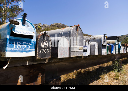 Postfächer. Muir Beach, Kalifornien, USA. Stockfoto