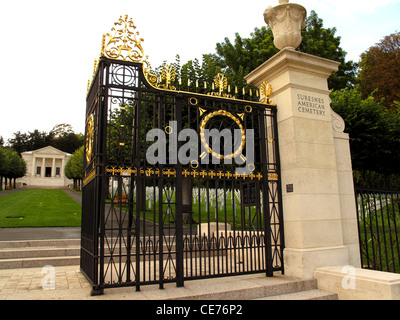 Suresnes amerikanischen Friedhof und Denkmal, Suresnes, Hauts-de-Ringwaden, in der Nähe von Paris, Frankreich, Erster Weltkrieg und Zweiter Weltkrieg Friedhof Stockfoto