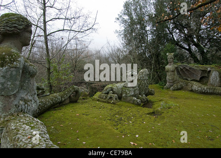 Echidna, die Löwen und die Wut, Parco dei Mostri monumentale Komplex, Bomarzo, Viterbo, Latium, Italien Stockfoto