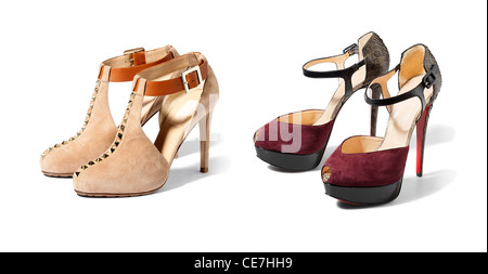 Studio Foto von weiblichen Schuhe isoliert auf weißem Hintergrund. Stockfoto