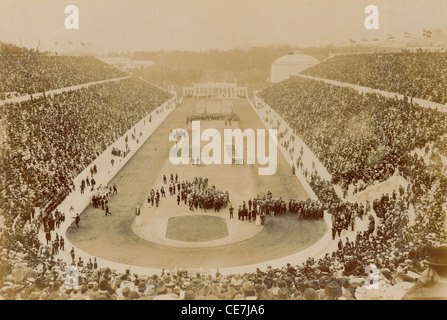 Griechenland, Attika, Athen, Eröffnungsfeier der Spiele der Olympiade 1896 im Panathinaikon-Stadion. Stockfoto