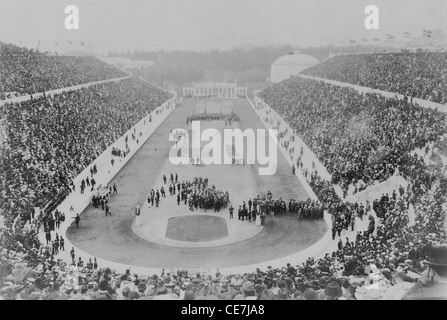 Griechenland, Attika, Athen, Eröffnungsfeier der Spiele der Olympiade 1896 im Panathinaikon-Stadion. Stockfoto