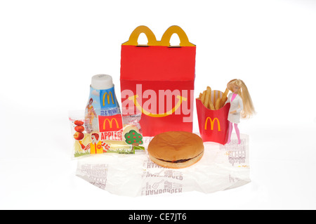 McDonald's Barbie Happy Meal auf weißem Hintergrund Ausschnitt Stockfoto