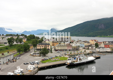 An der Anlegestelle in Andalsnes, Geiranger Fjord, Norwegen Fähre Stockfoto