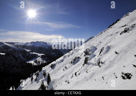 Dieses Bild aufgenommen von der Bergstation Jenner, Bayerische Alpen, Deutschland. Stockfoto