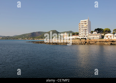 Szene in Cala Ratjada / Cala Rajada Nord-Ost-Mallorca / Mallorca, Balearen, Spanien Stockfoto