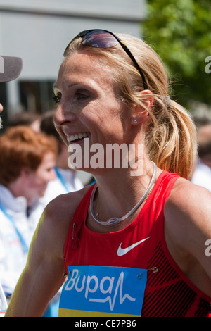 BUPA London 10.000-Meter-Lauf. Jährliche Straßenrennen. Paula Radcliffe, portrait Stockfoto