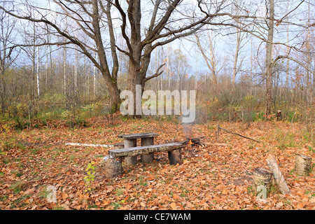 Altern-Bank im Herbst park Stockfoto