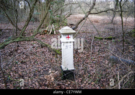 Viktorianische Kohlesteuer Beitrag zeigt die Begrenzung des London Zwecken Pflicht, in der Nähe von Rickmansworth, Hertfordshire, England Stockfoto