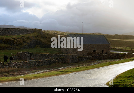 Landschaft mit Nutztieren und Stall in Schottland Stockfoto