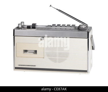 Studioaufnahme eines alten nostalgische Radios isoliert auf weiss mit Beschneidungspfad Stockfoto
