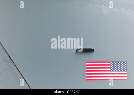 USA-Flagge auf militärischen Hintergrund, viele Textfreiraum Stockfoto