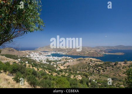 Patmos: Blick auf Skala von Chora Stockfoto