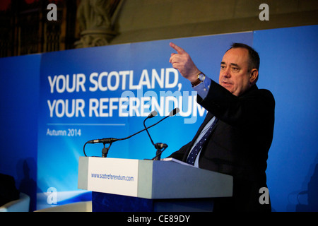 Alex Salmond beim schottischen Referendum Start Stockfoto