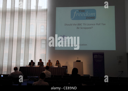 Referenten aus der Vereinigungsfreiheit in der konservativen Partei 2011 Konferenz in Manchester Stockfoto