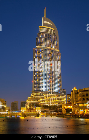 Dubai, The Address Hotel im alten Stadt-Entwicklung auf der Lagune Stockfoto