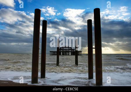 Old West Pier, Brighton, England Stockfoto