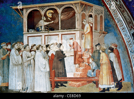 Giotto di Bondone (1266/7-1337). Franziskus auferstehen ein Kind (1296). Fresko der oberen Kirche des Hl. Franziskus. Assisi. Stockfoto